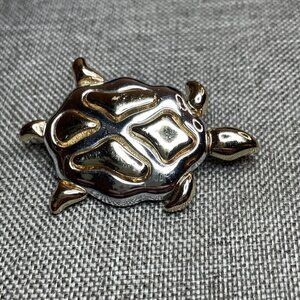 L Razza Turtle Tortoise Brooch Gold And Silver Tone